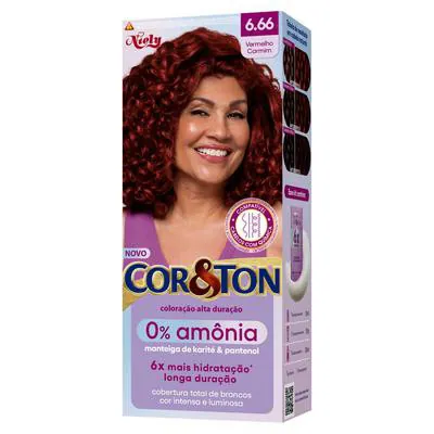 Tintura Cor&Ton Niely 0% Amônia 6.66 Vermelho Carmim preço